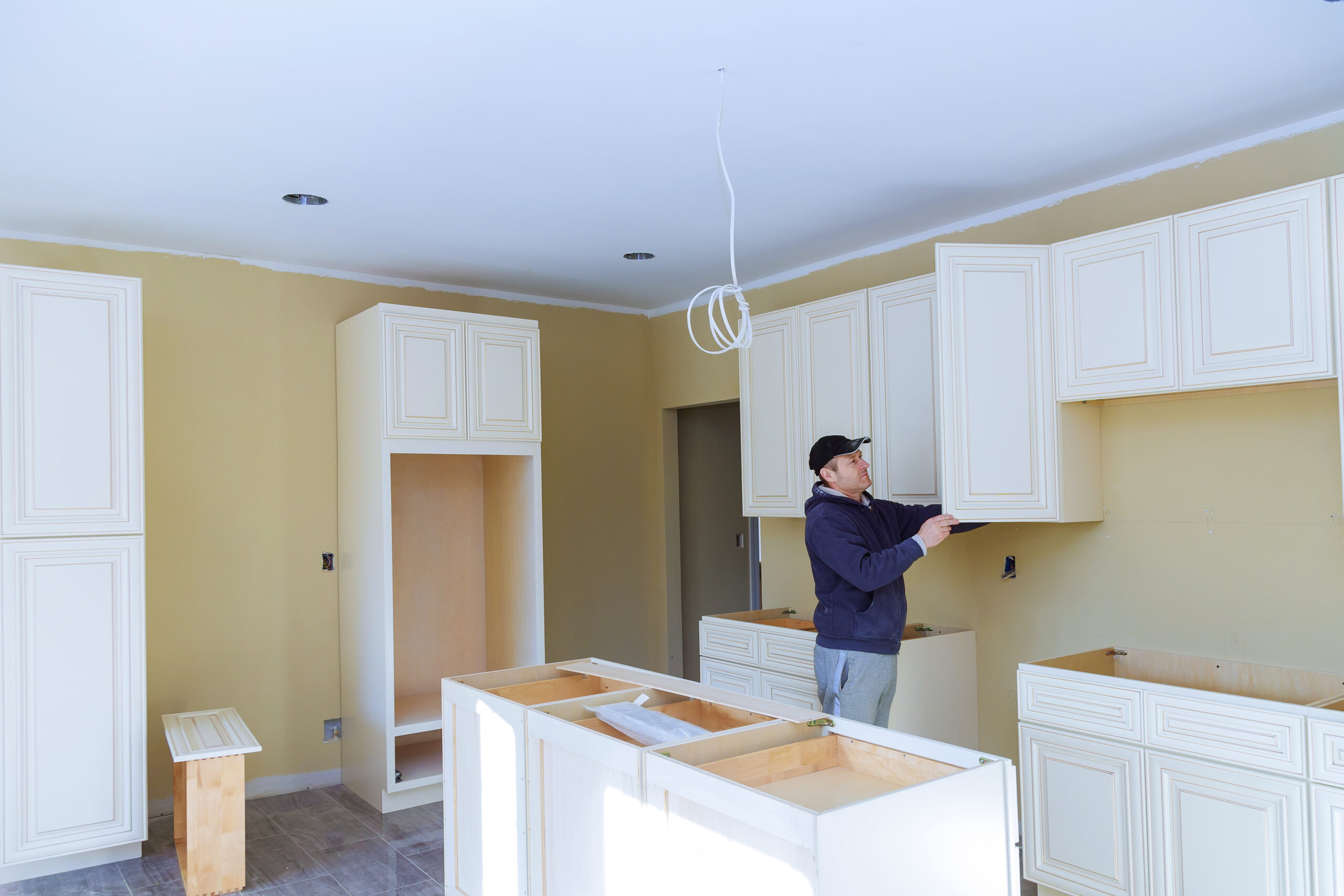 man assembling kitchen furniture Kitchen Remodel Beautiful kitchen